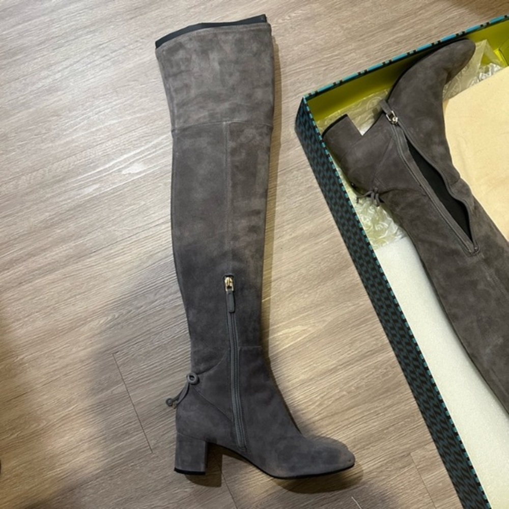 Tory Burch Charcoal Suede Over-the-Knee Boots